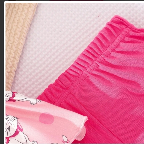 Pink Cat Print Kids Coordinared Set Size 7 - Picture 3 of 3